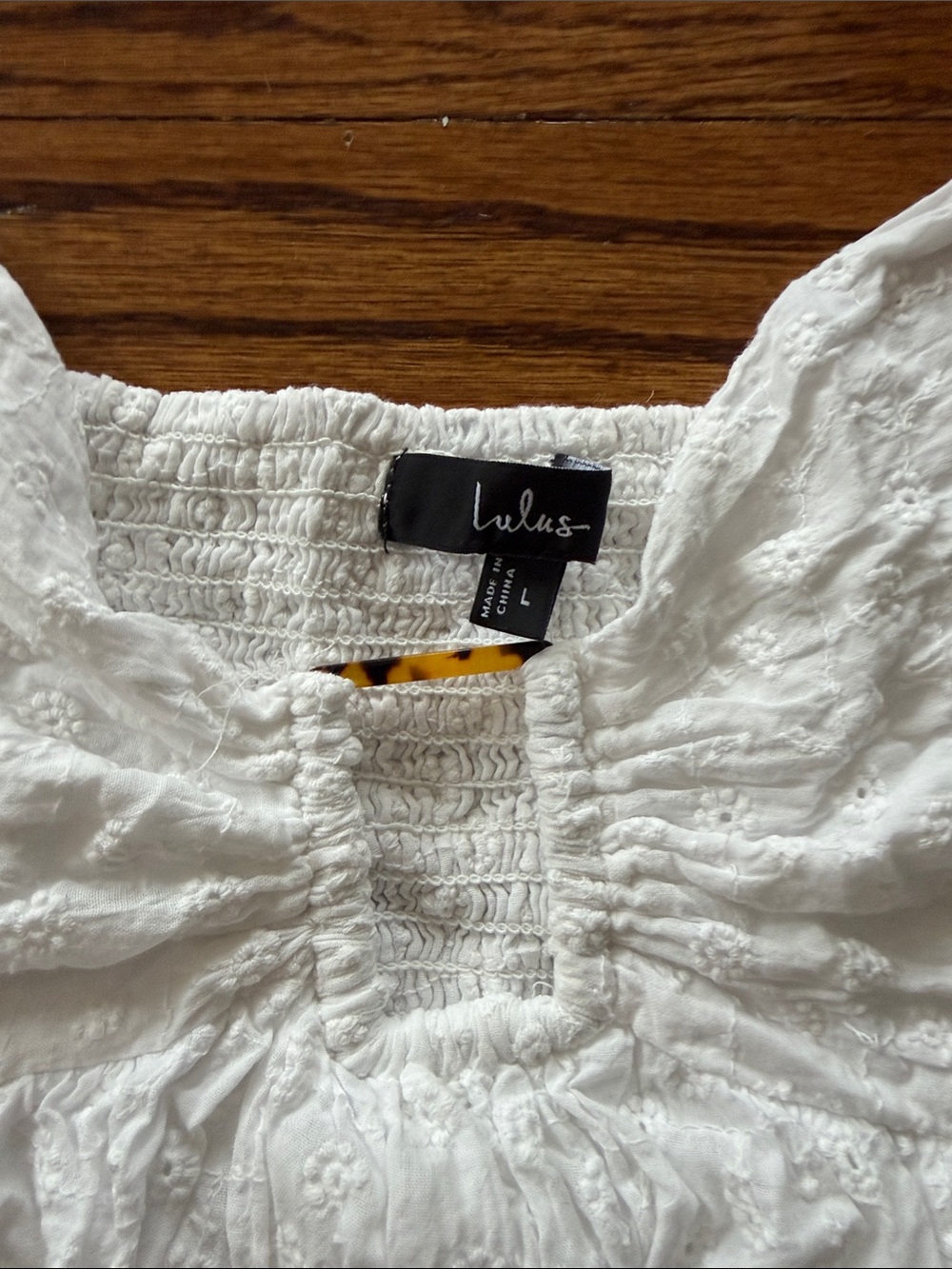 Lulus Sunny Day Stunner White Eyelet Embroidered Babydoll Dress - Size L - Picture 3 of 4